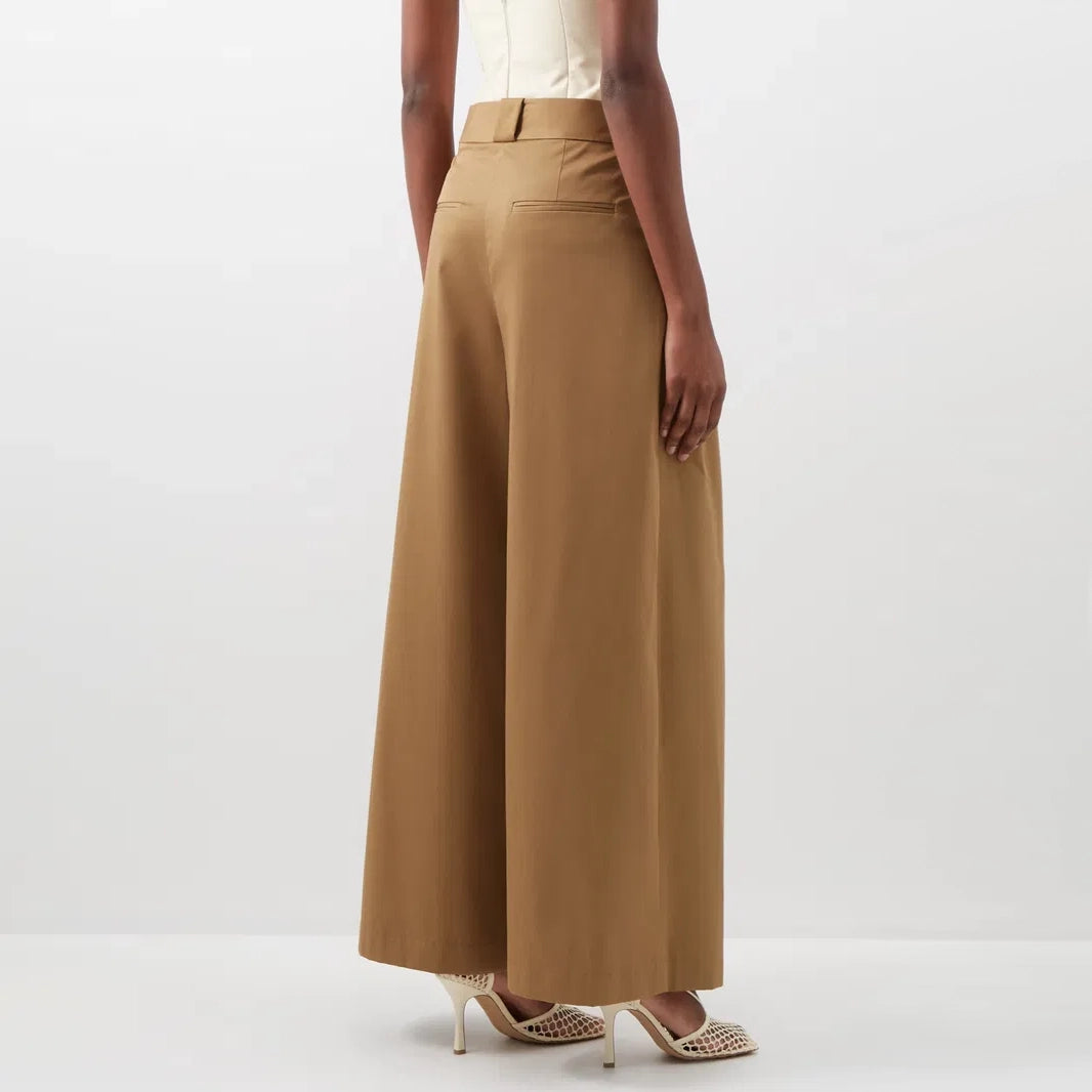 Khaite "Rico" Wide Leg Pants in Khaki, size 12
