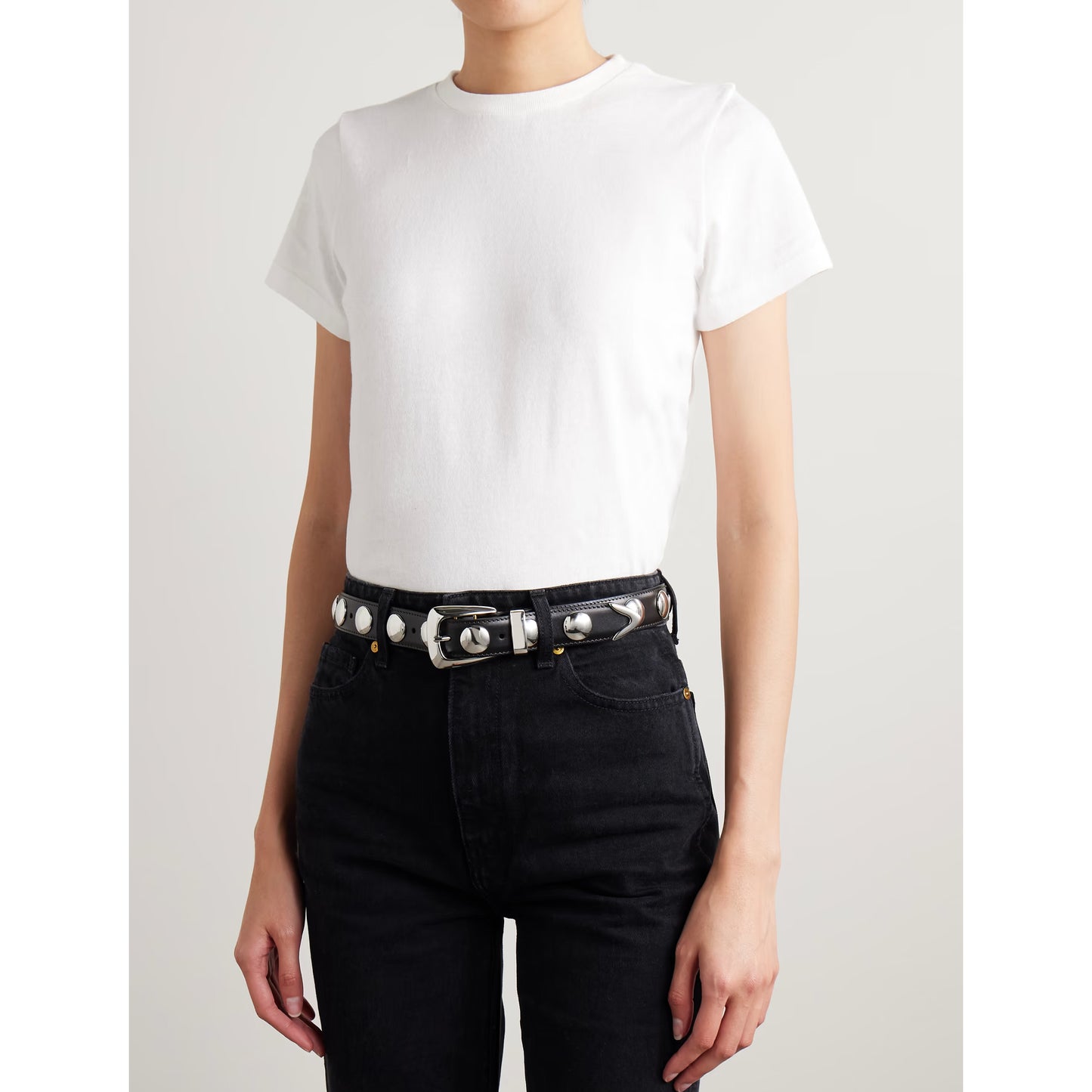 Khaite "Benny" Studded Belt in Black, size 90