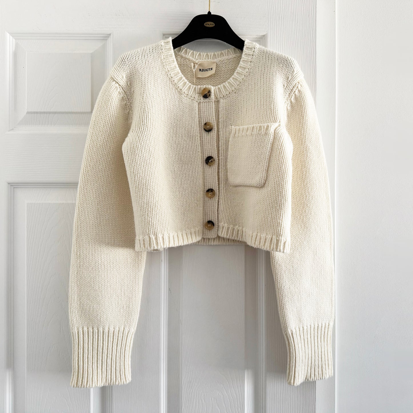 Khaite "Lavan" Cashmere Cropped Cardigan in Ivory, size XS