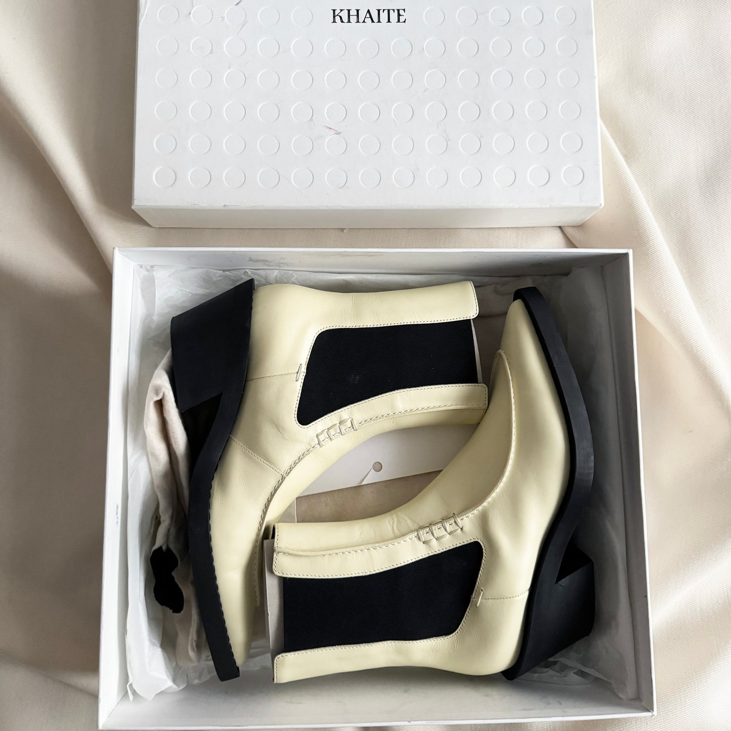 Khaite "Charleston" Boots in Ivory, size 38 (fits like size 7)