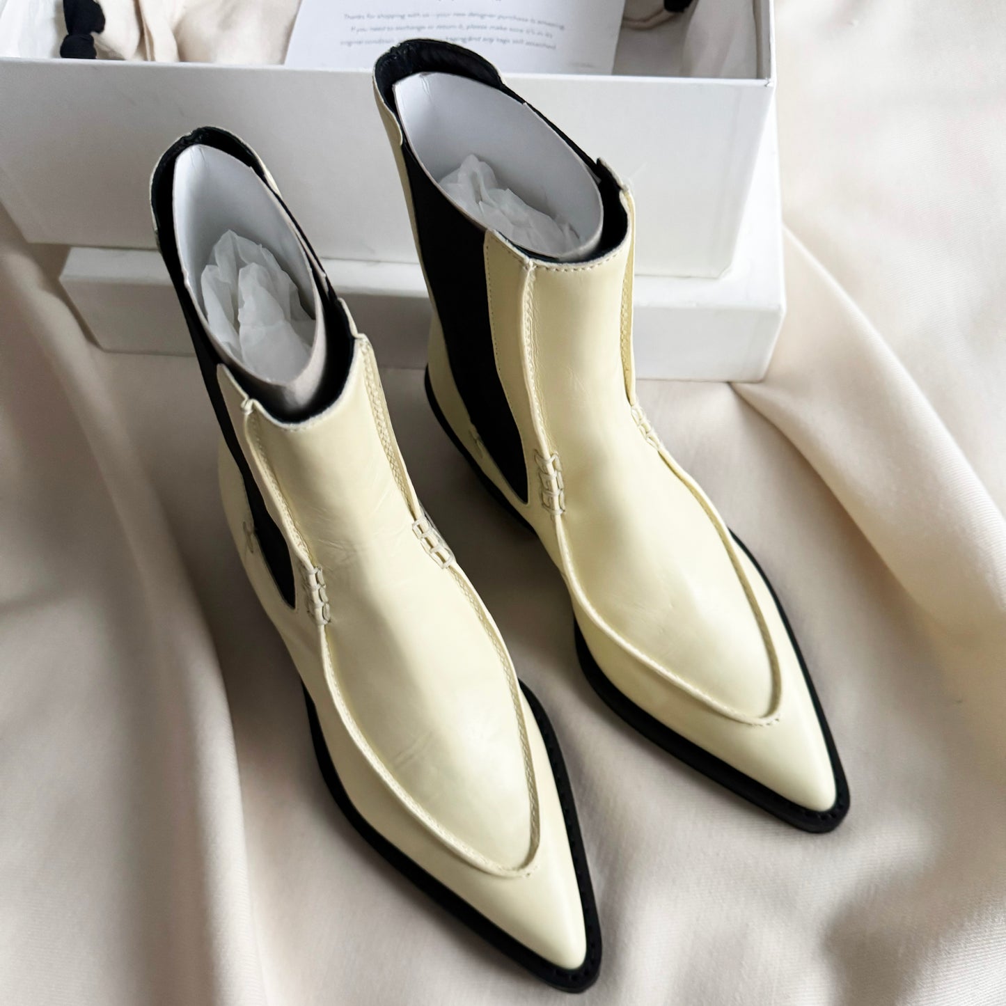 Khaite "Charleston" Boots in Ivory, size 38 (fits like size 7)