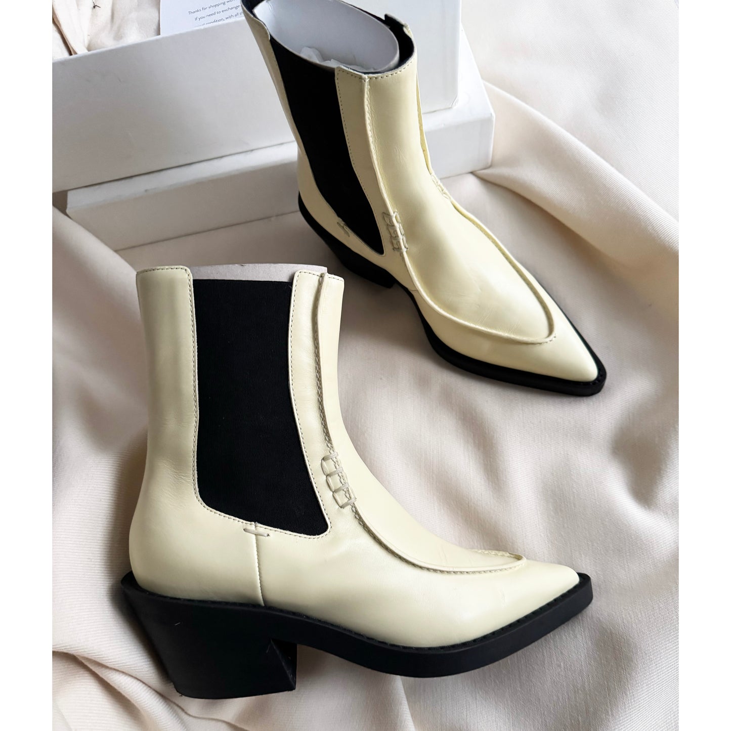 Khaite "Charleston" Boots in Ivory, size 38 (fits like size 7)