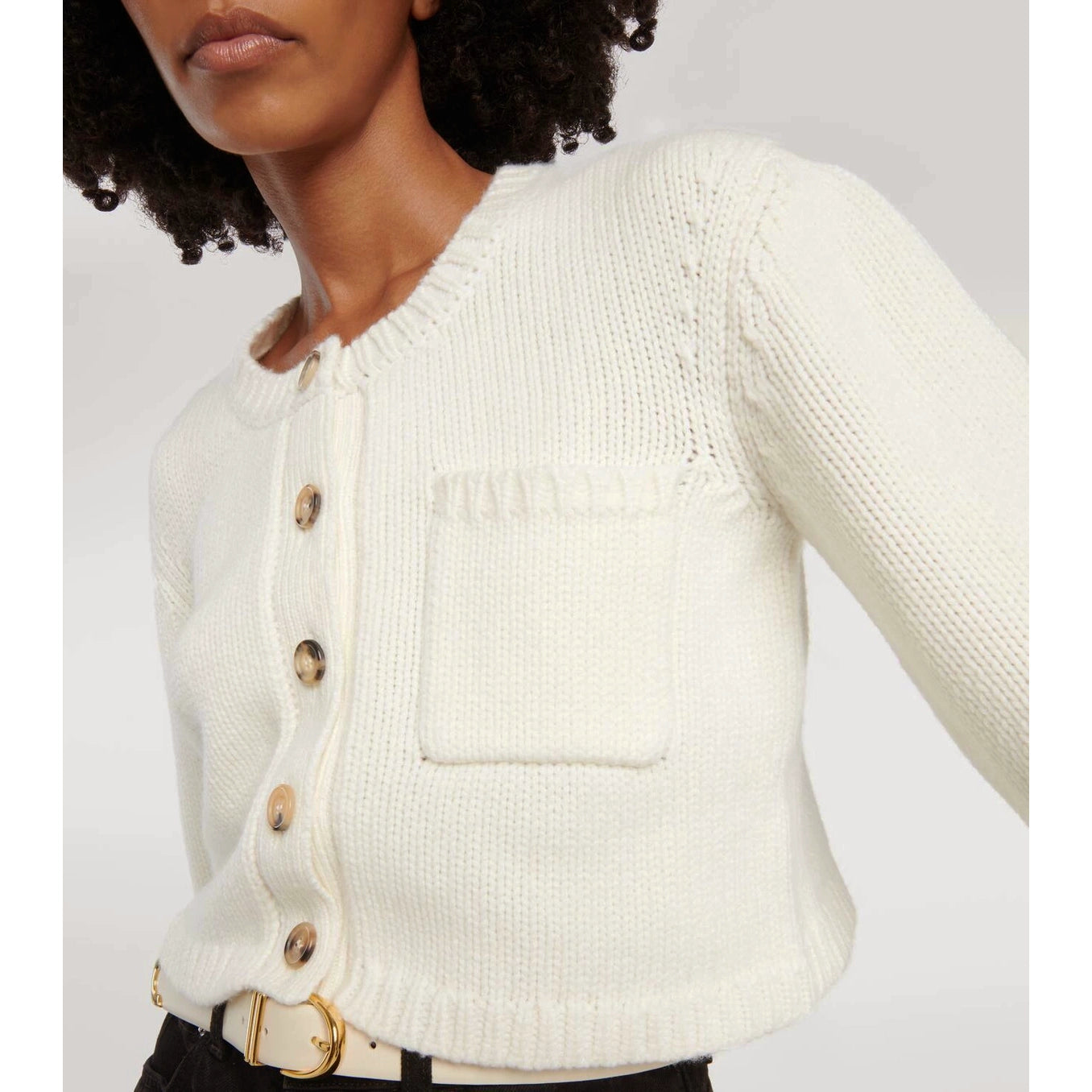 Khaite "Lavan" Cashmere Cropped Cardigan in Ivory, size XS