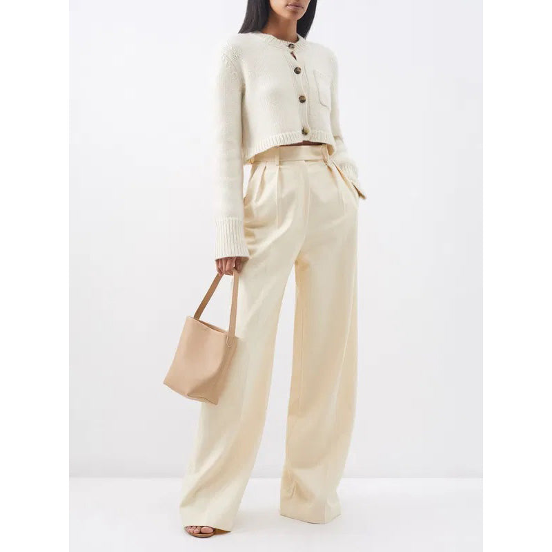 Khaite "Lavan" Cashmere Cropped Cardigan in Ivory, size XS