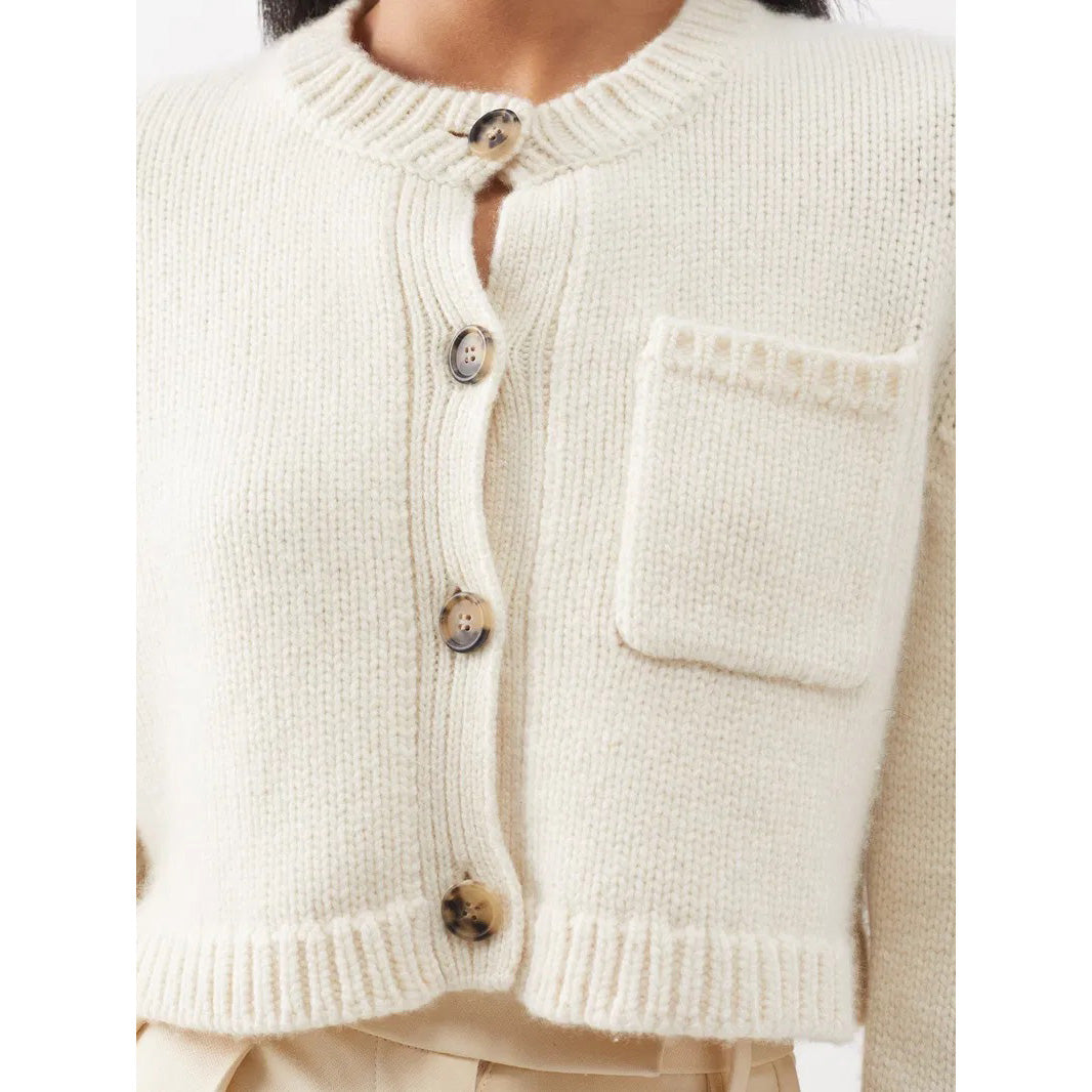 Khaite "Lavan" Cashmere Cropped Cardigan in Ivory, size XS