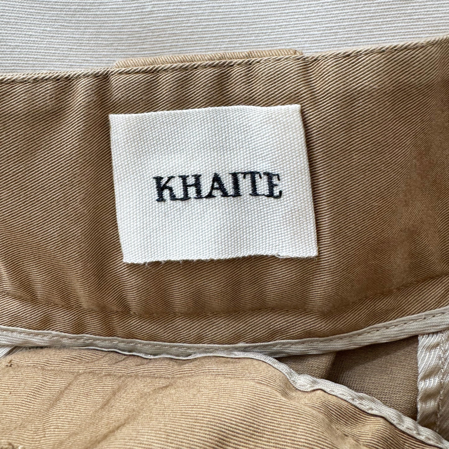 Khaite "Rico" Wide Leg Pants in Khaki, size 12