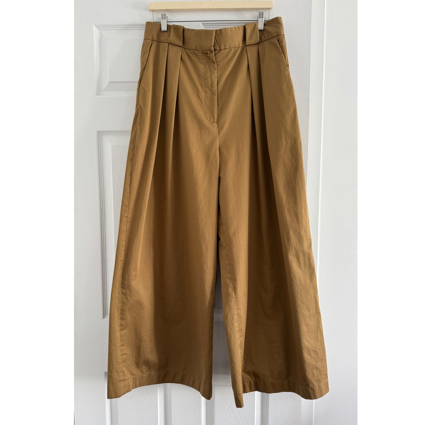 Khaite "Rico" Wide Leg Pants in Khaki, size 12