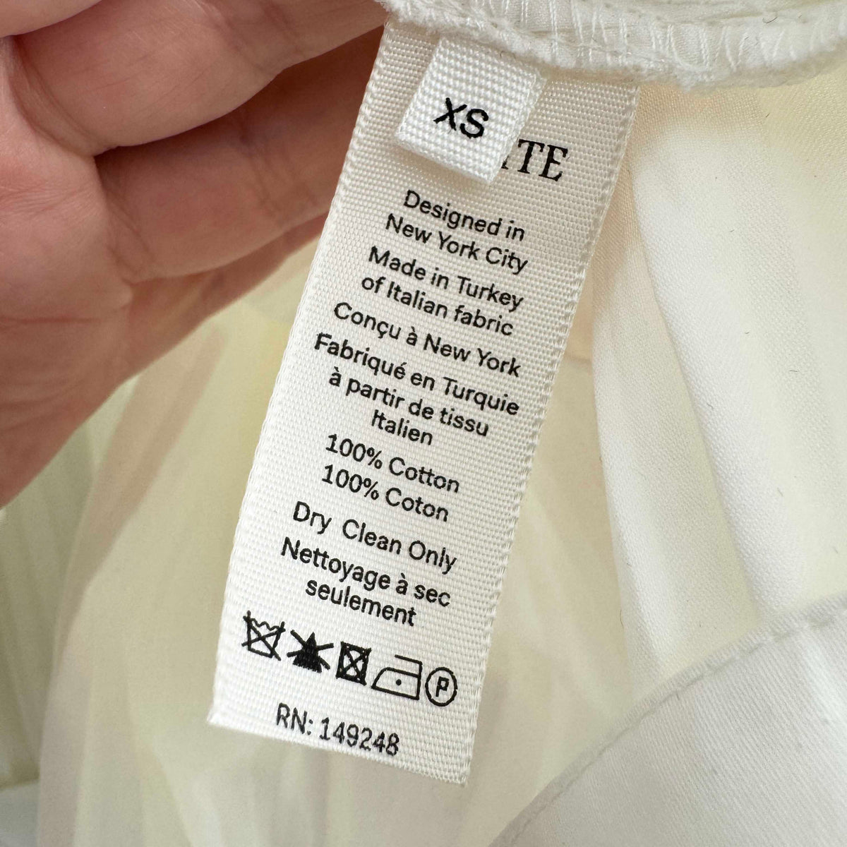 Khaite "Malone" Plisse Cocoon blouse in White, size XS