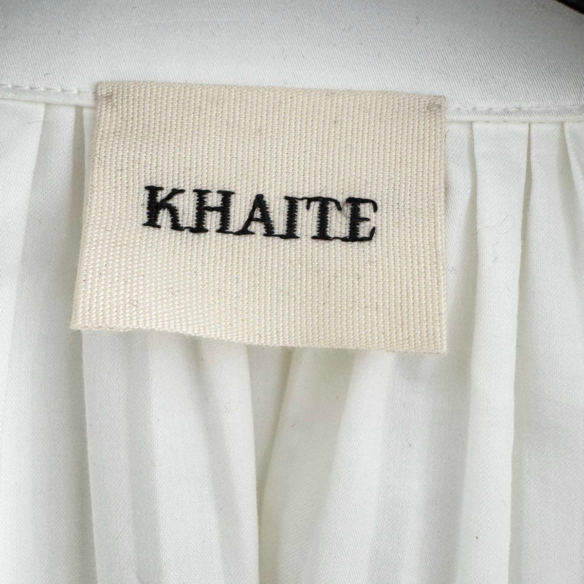 Khaite "Malone" Plisse Cocoon blouse in White, size XS
