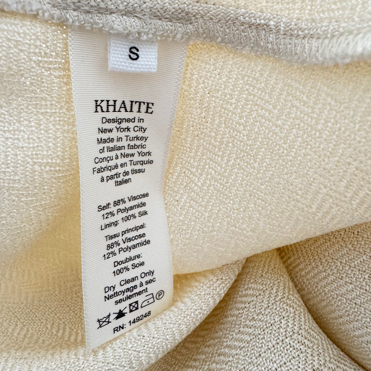 Pantalon Khaite Lindy en « Champagne », taille petite