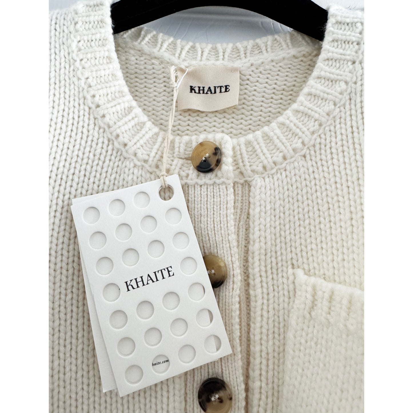 Khaite "Lavan" Cashmere Cropped Cardigan in Ivory, size XS