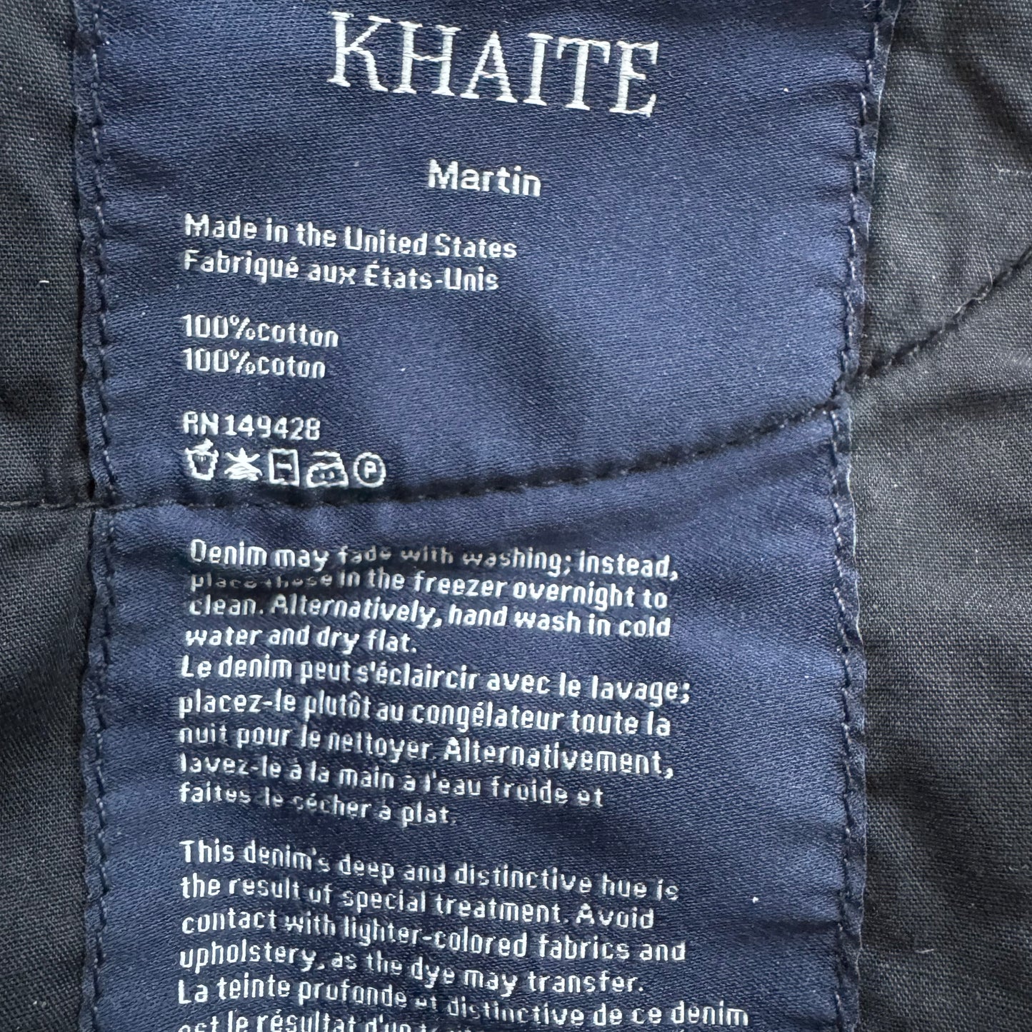 Khaite "Martin" Jeans in Black, size 29