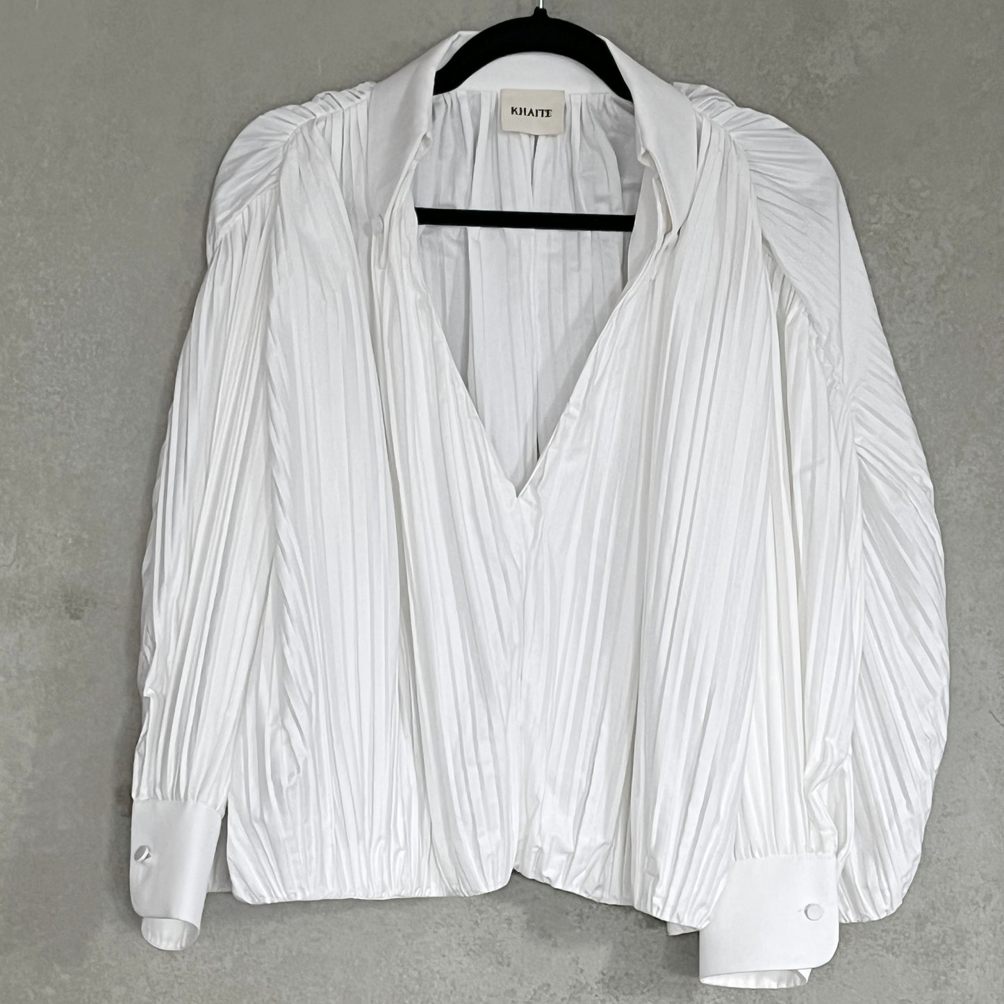 Khaite "Malone" Plisse Cocoon blouse in White, size XS