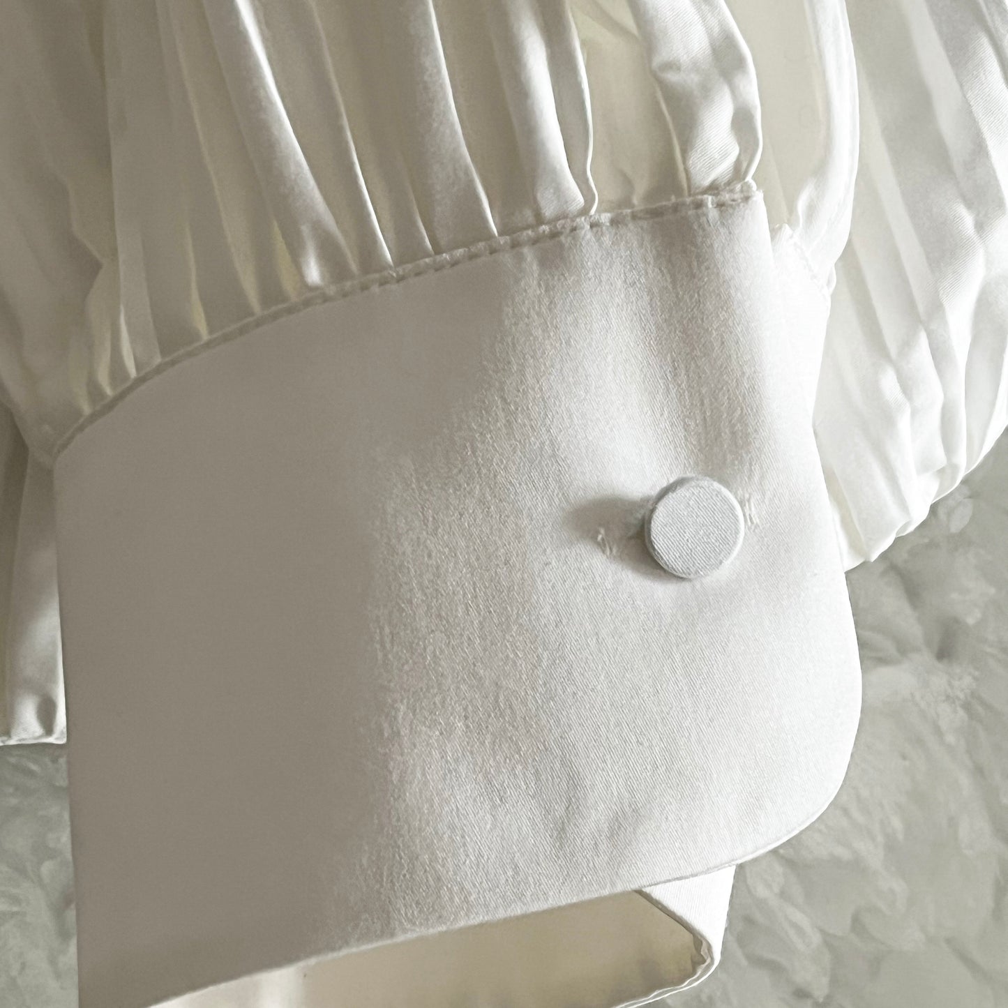 Khaite "Malone" Plisse Cocoon blouse in White, size XS