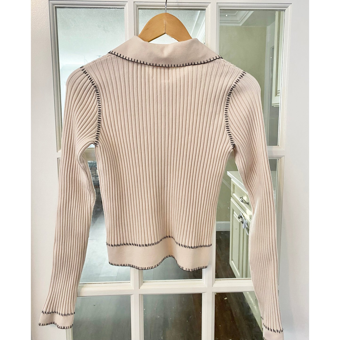 KHAITE « Teagan » Cardigan côtelé en laine mérinos mélangée en crème, taille petite (convient à un XS)