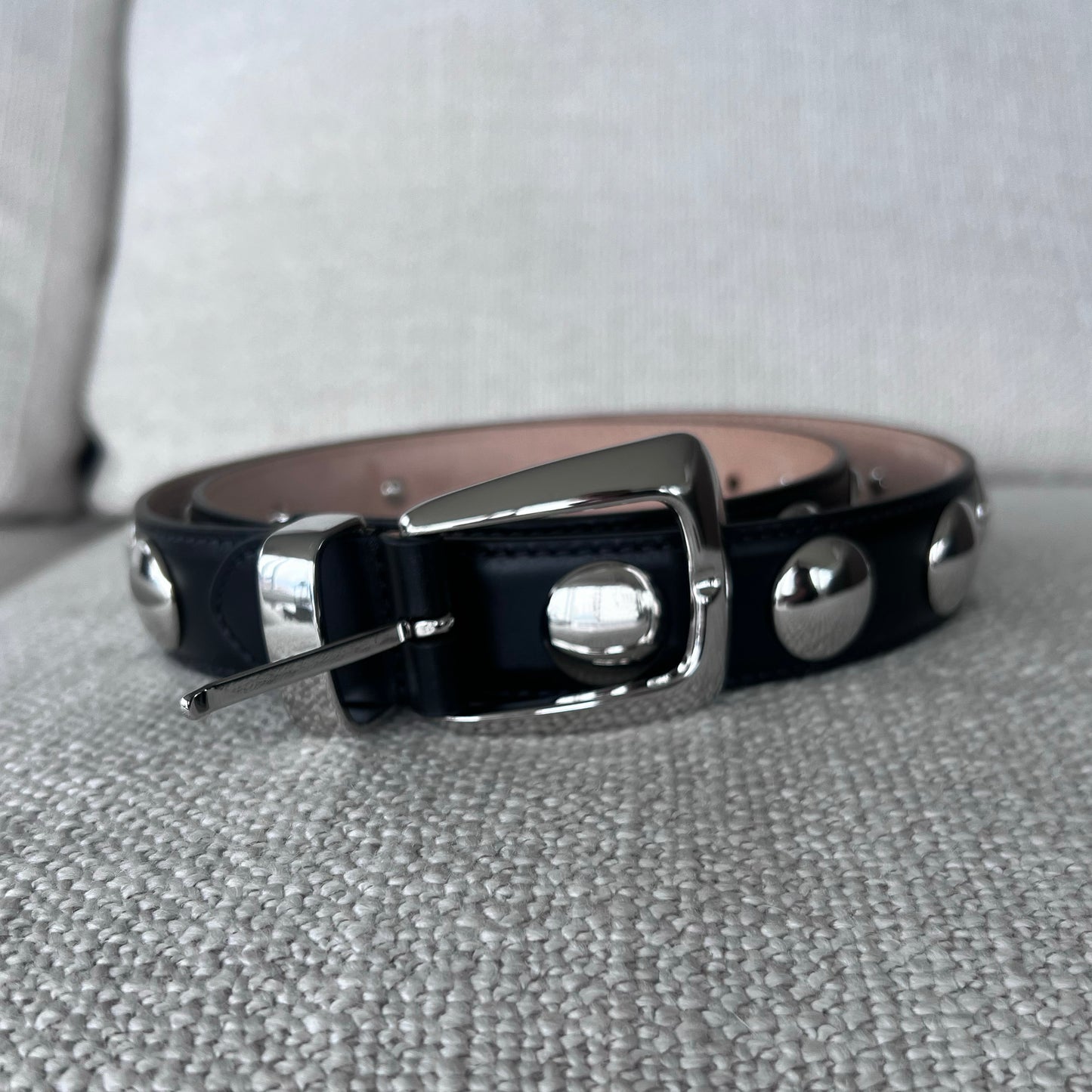 Khaite "Benny" Studded Belt in Black, size 90