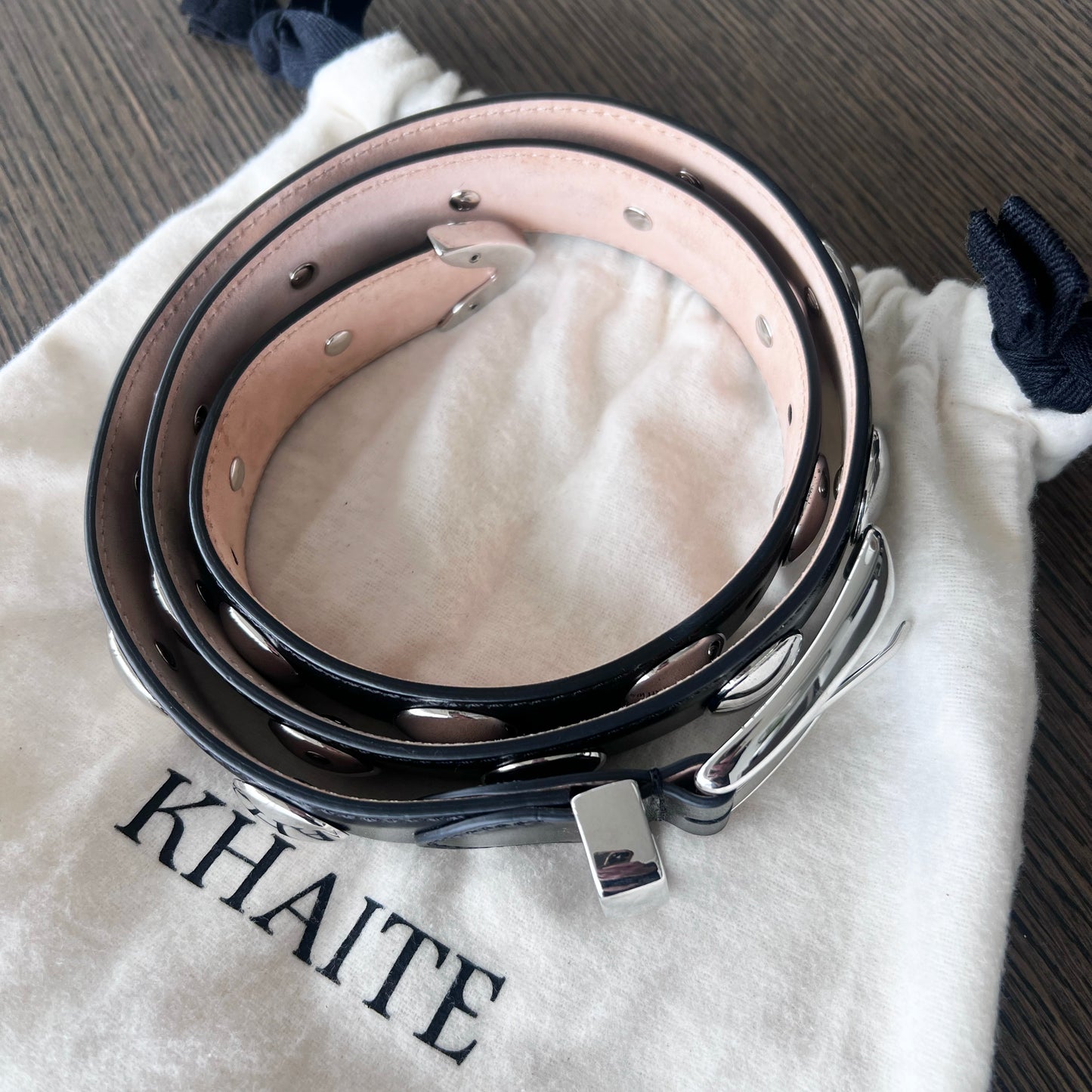 Khaite "Benny" Studded Belt in Black, size 90