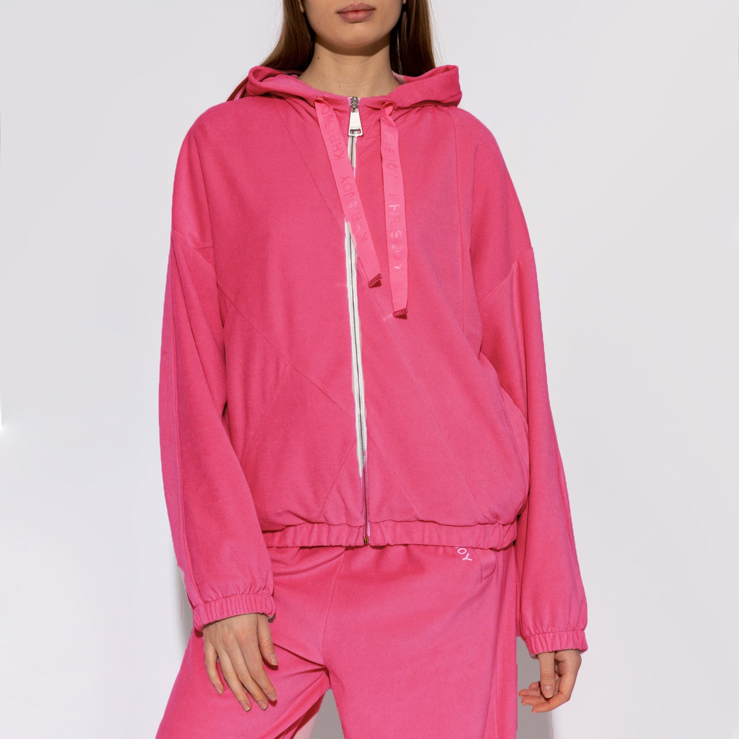 Khrisjoy Pink Velour Track Suit, size XS (fits loose, like a roomy size small)