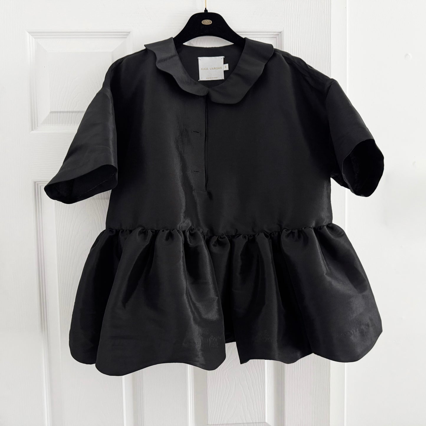 Kika Vargas Black Peplum Top, size Medium