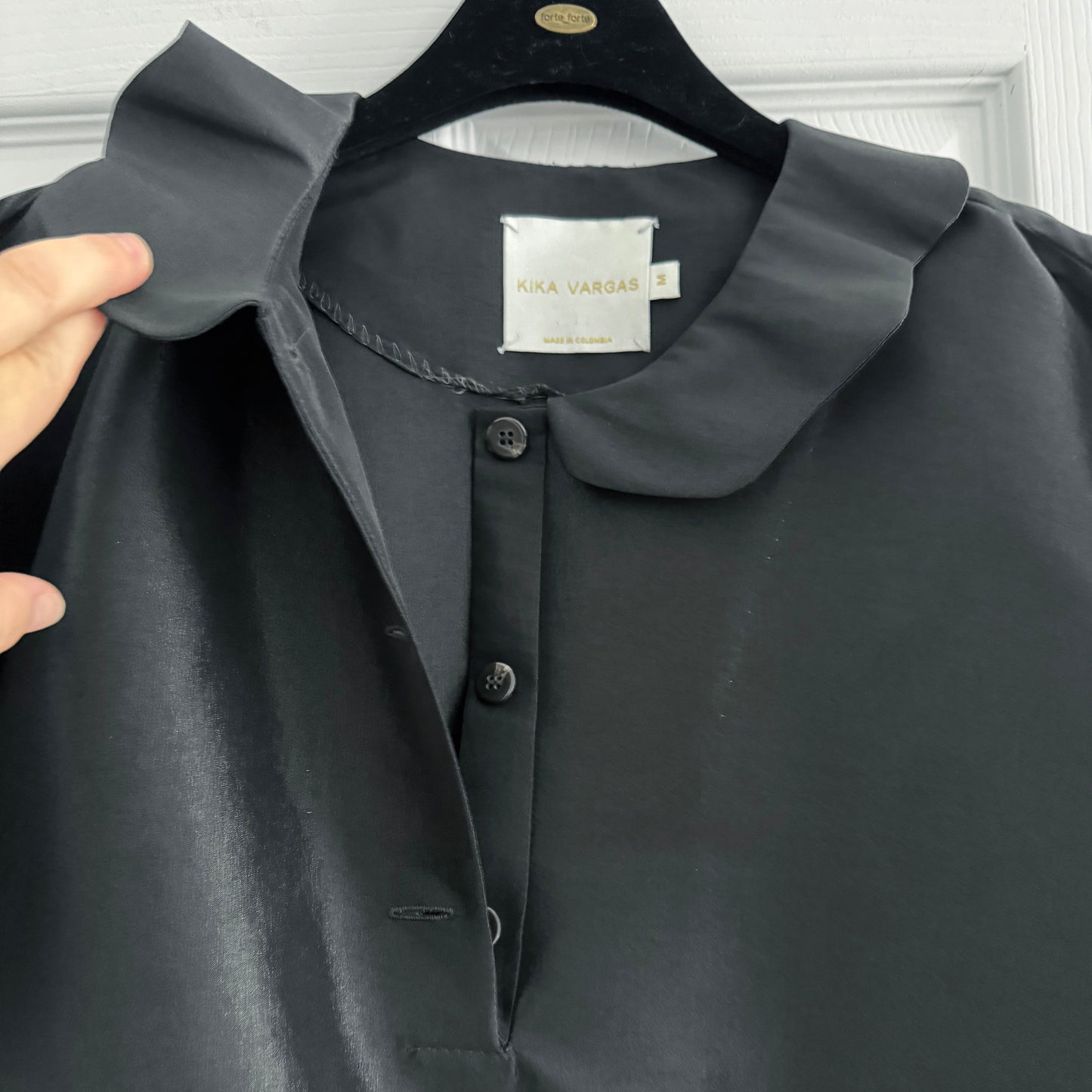 Kika Vargas Black Peplum Top, size Medium