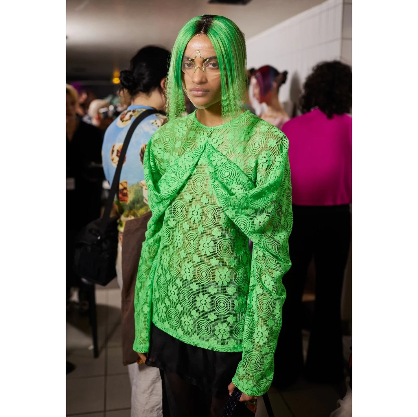 Kiko Kostadinov "Diana" Lace Blouse in Green, size 36