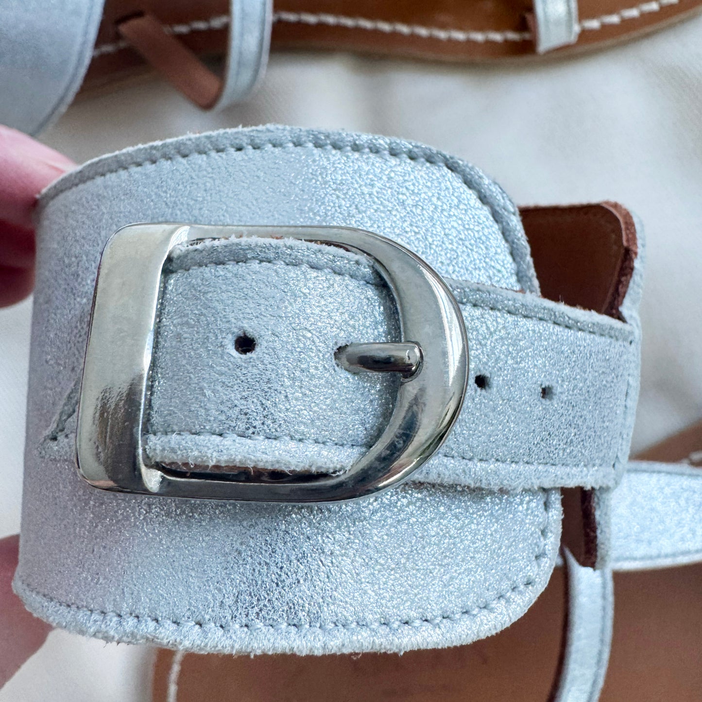 K. Jacques "Caravel" Sandals in Silver, size 40 (fits size 9)