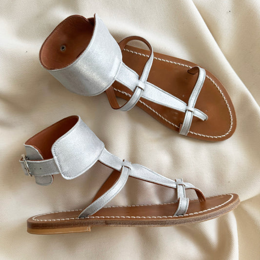 K. Jacques "Caravel" Sandals in Silver, size 40 (fits size 9)