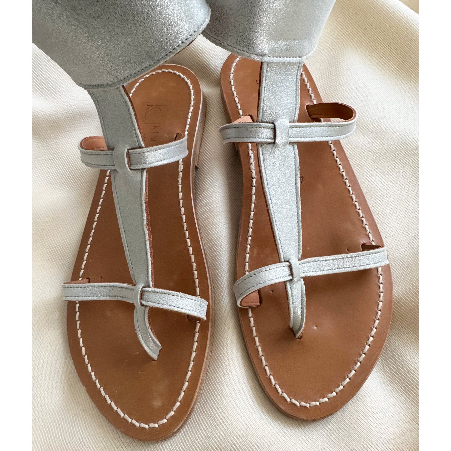 K. Jacques "Caravel" Sandals in Silver, size 40 (fits size 9)