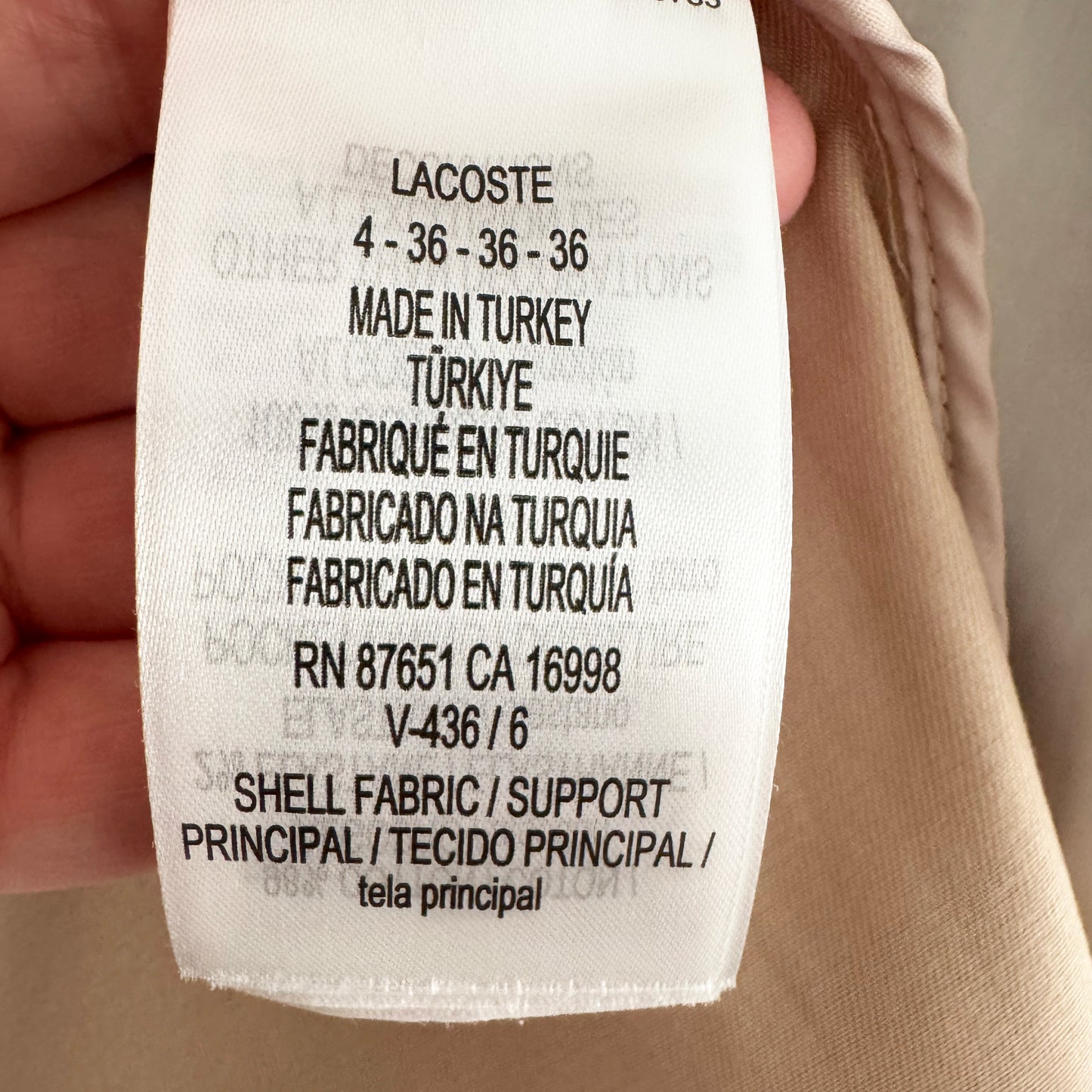 Lacoste Trench Coat, size 36/US4