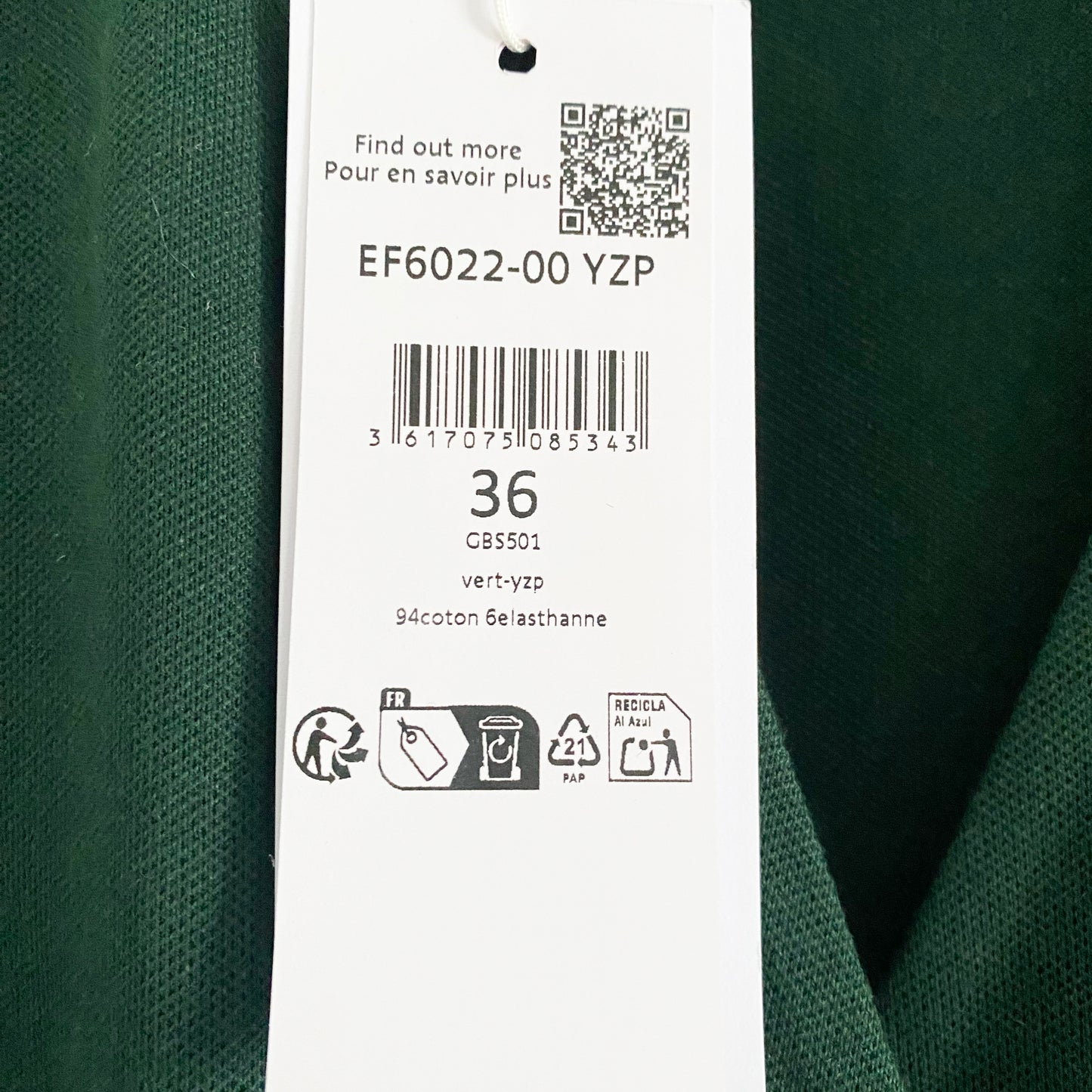 Lacoste Stretch Mini Piqué Wrap Polo Dress in Green, size 36 (fits size 2/4)