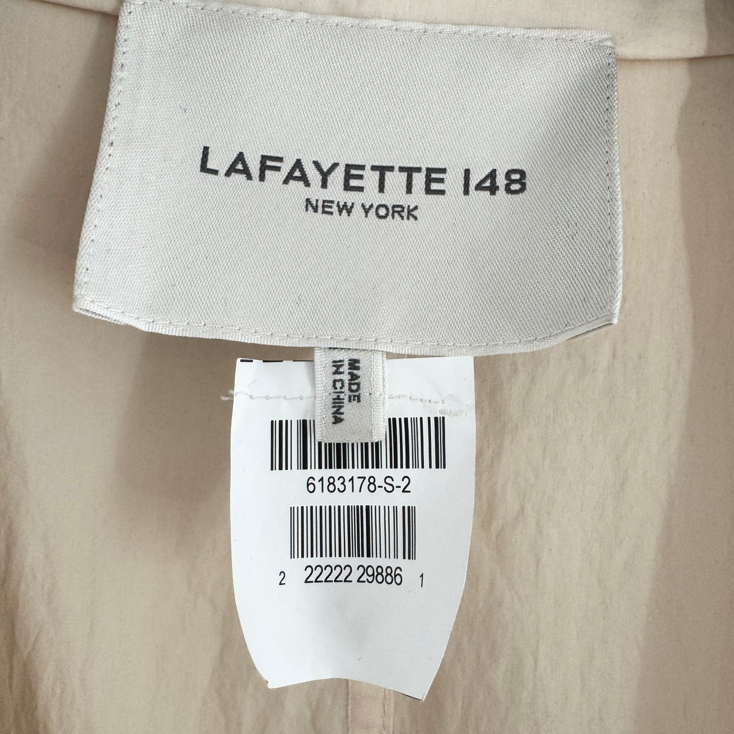 Lafayette148 Open Trench Coat in Beige, size Small