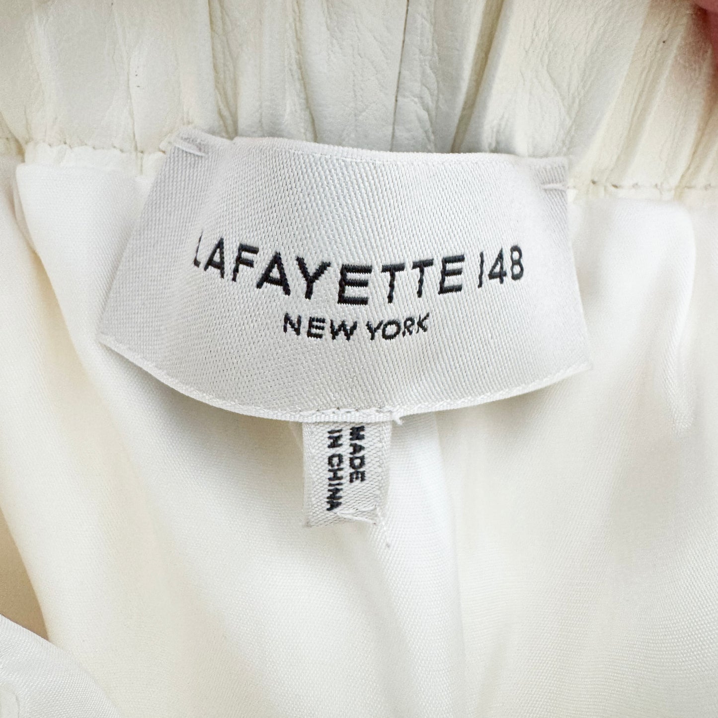 Lafayette 148 Crinkled Leather Pants in Ivory, size Small
