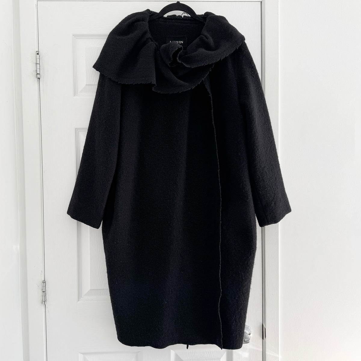 Lanvin Ruffle Collar Coat in Black, size 44