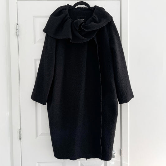 Lanvin Ruffle Collar Coat in Black, size 44