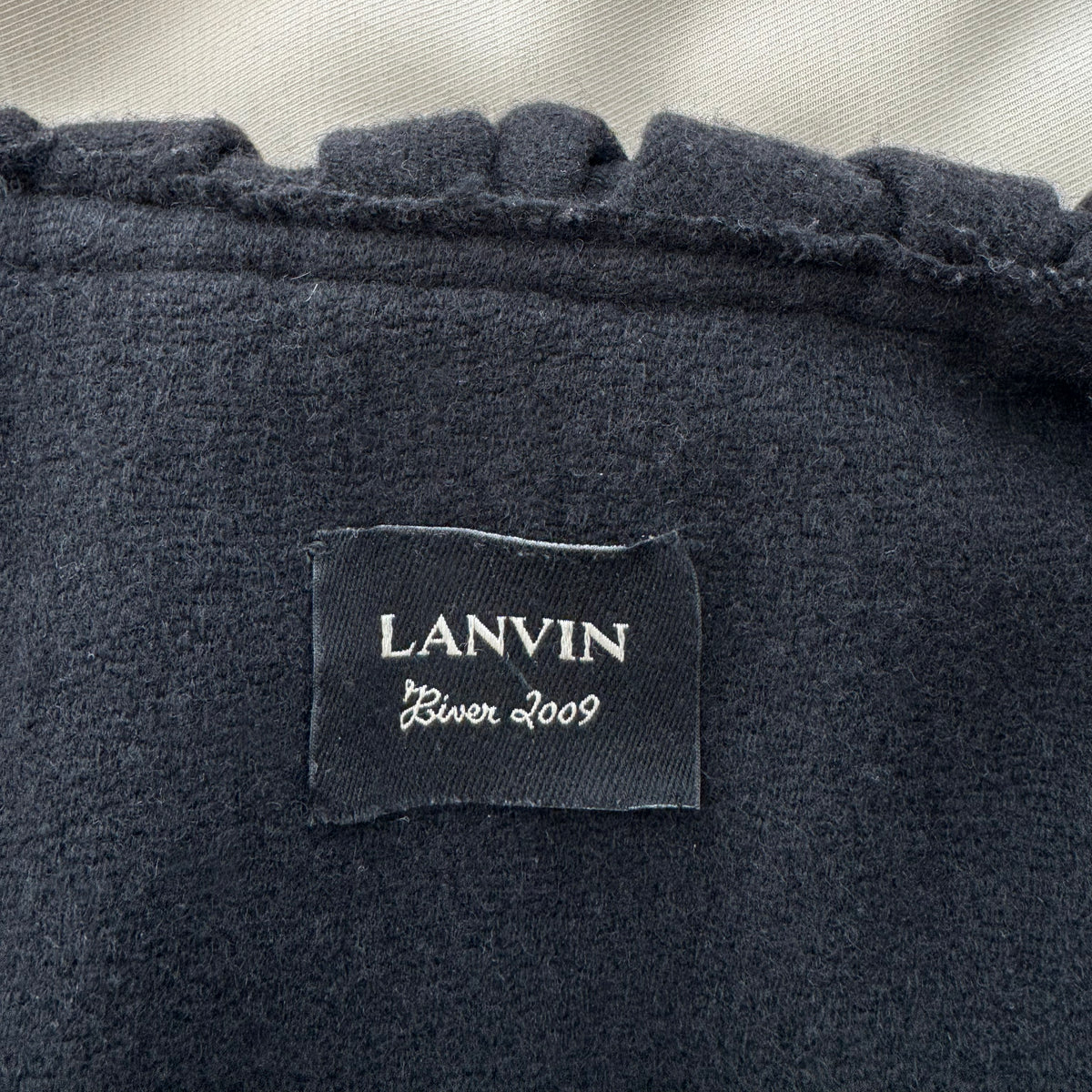 Lanvin Ruffle Collar Coat in Black, size 44