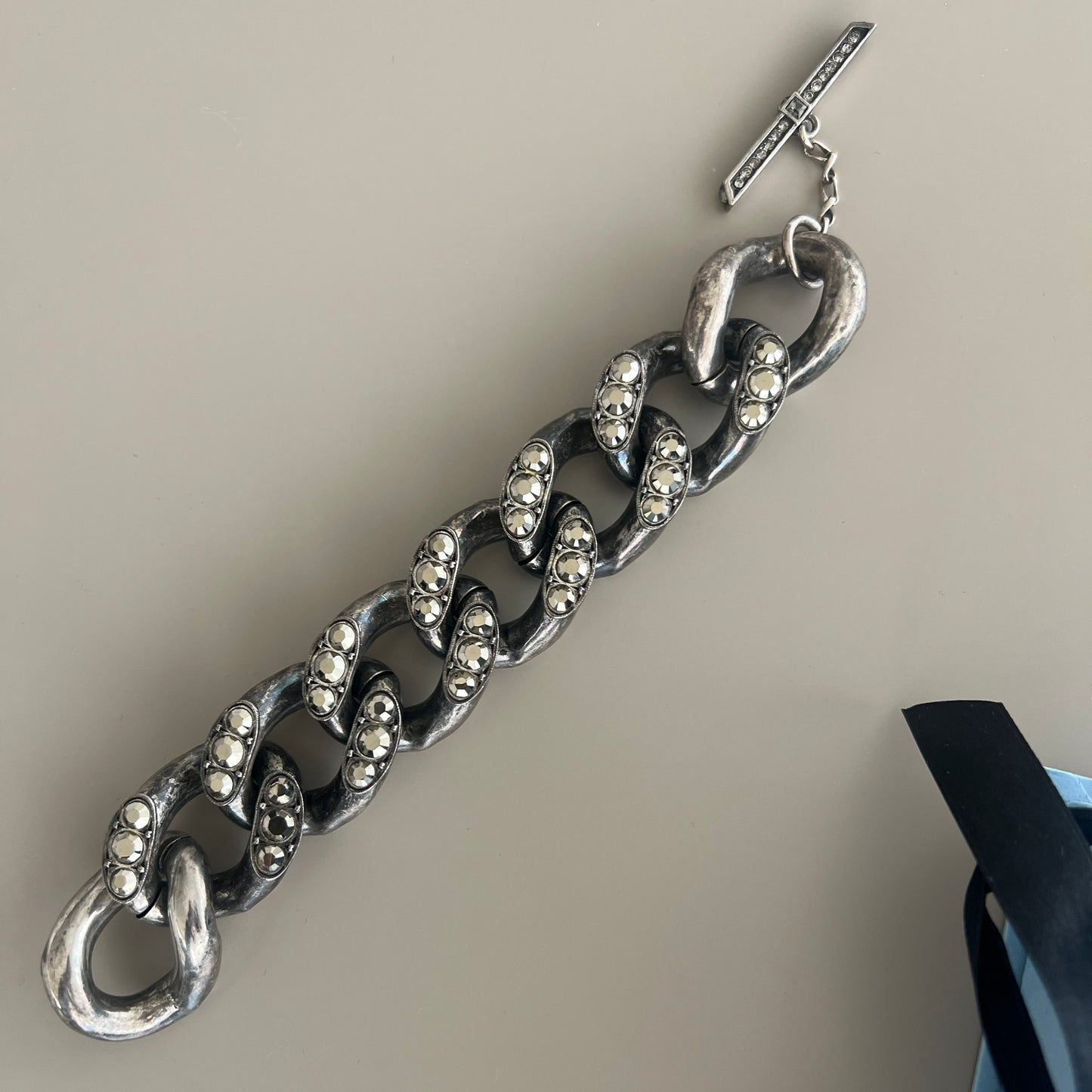 Lanvin Wide Link Chain Bracelet in Gunmetal Silver