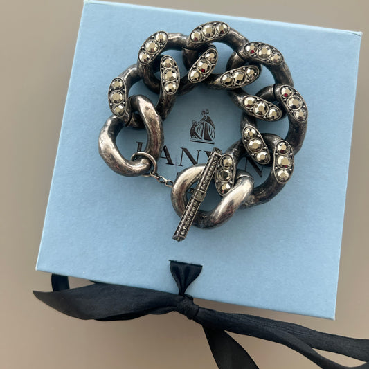 Lanvin Wide Link Chain Bracelet in Gunmetal Silver