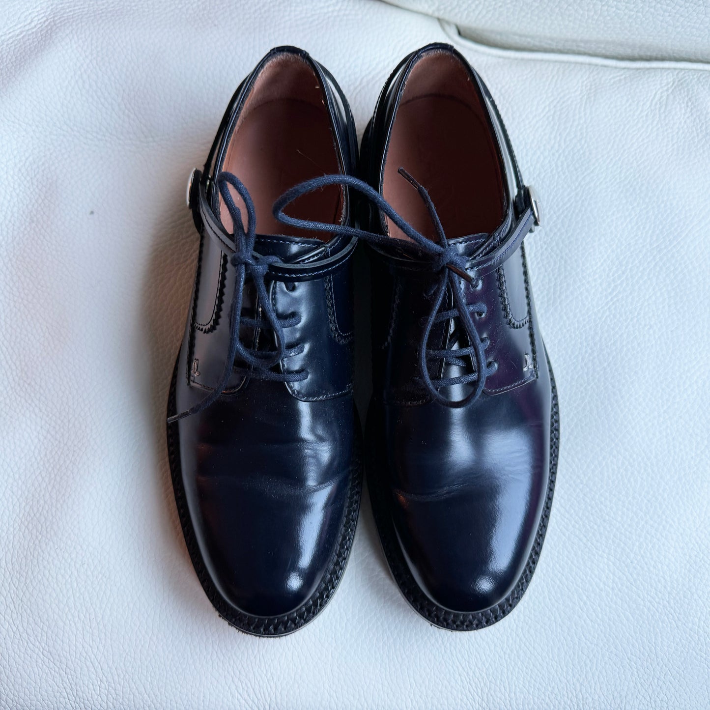 Lanvin Derby with Removeable Harness in Navy Blue, size 38