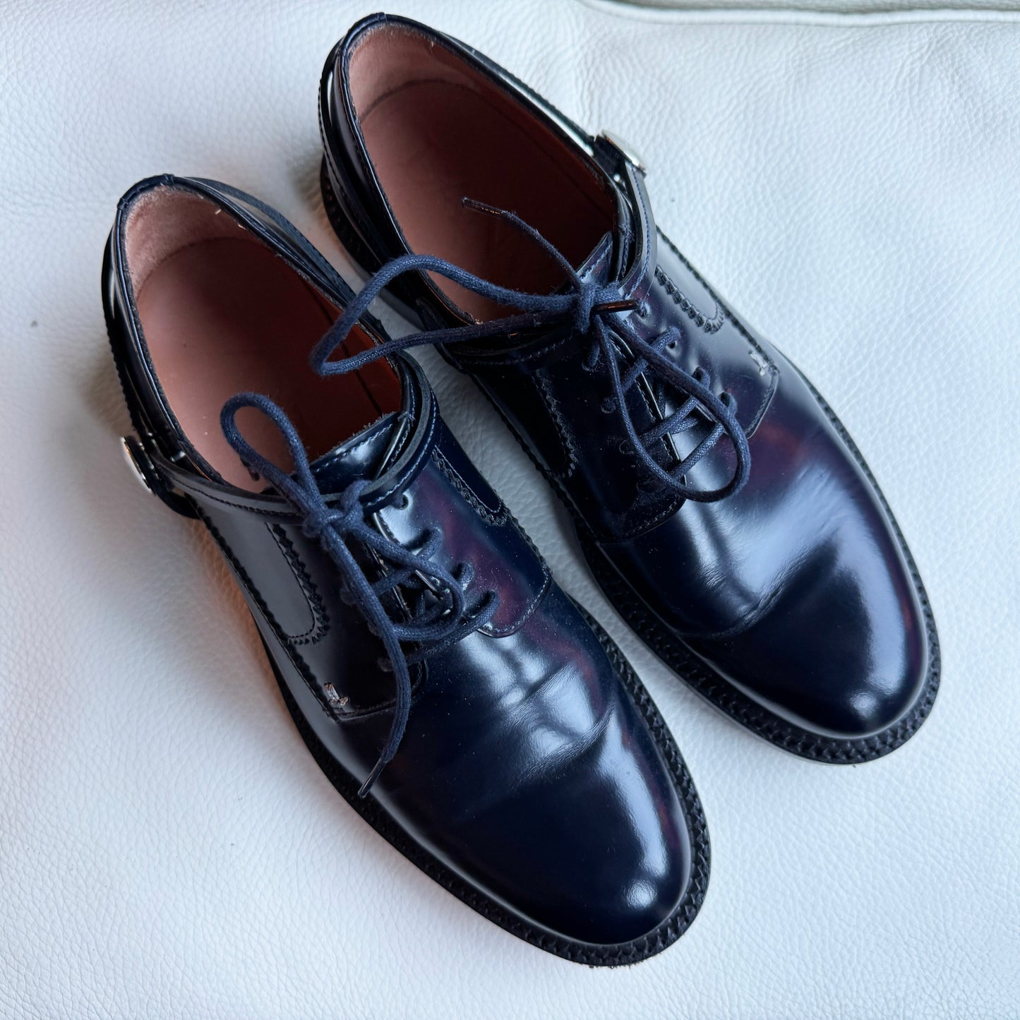 Lanvin Derby with Removeable Harness in Navy Blue, size 38