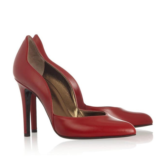 Lanvin Dark Red Leather 100mm Pumps, size 38