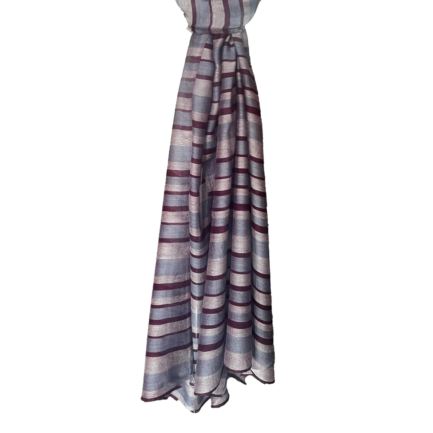 Denis Colomb "Simi" Striped Scarf in Dark Crush Violet/Pale Jade/Dark Jade