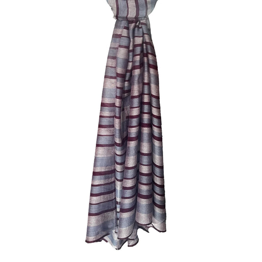 Denis Colomb "Simi" Striped Scarf in Violet/Blue Grey