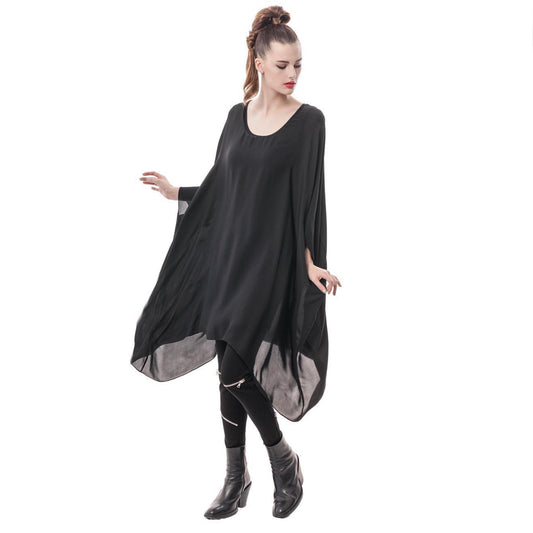 Lauren Bagliore Silk Kaftan Dress in Black, size Small