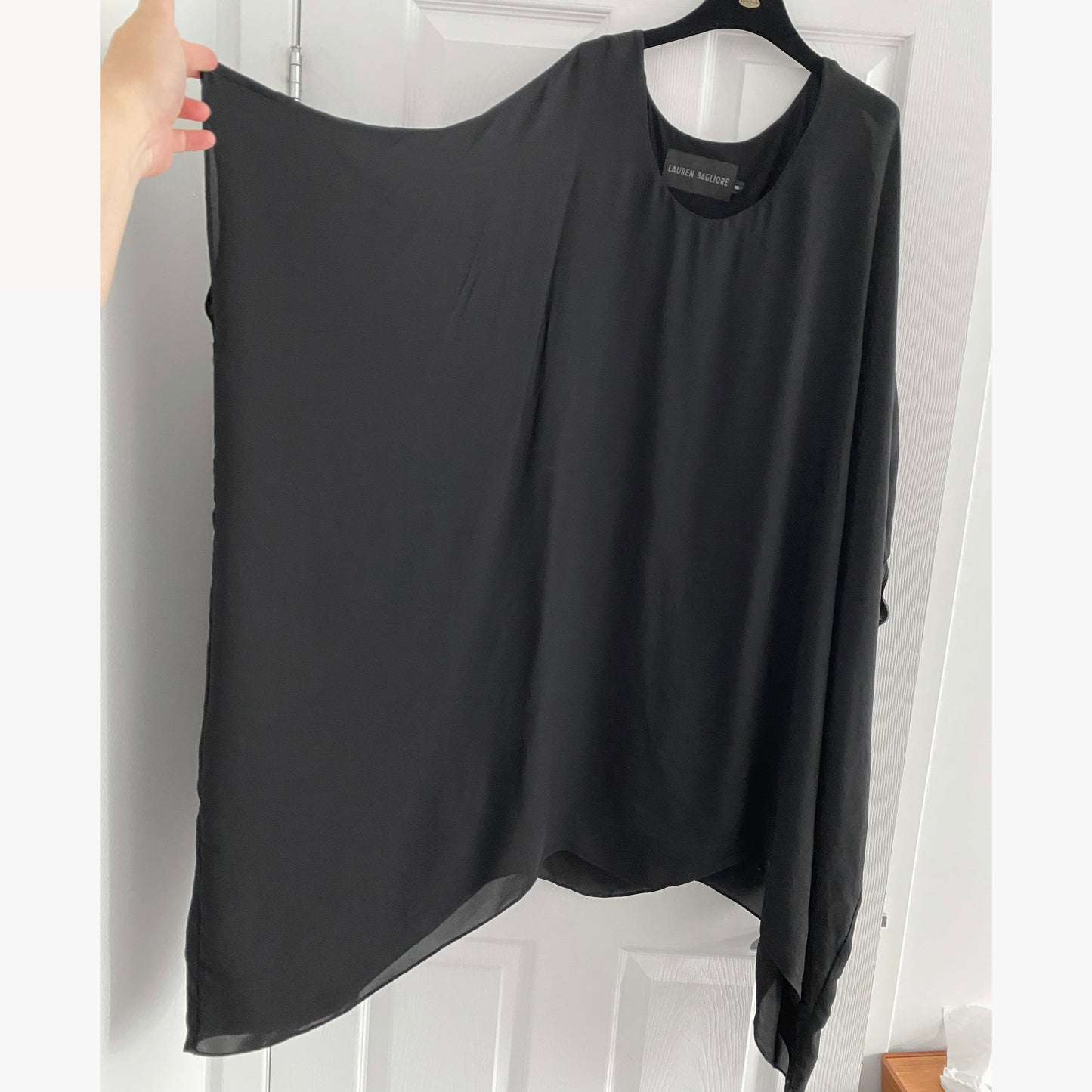 Lauren Bagliore Silk Kaftan Dress in Black, size Small