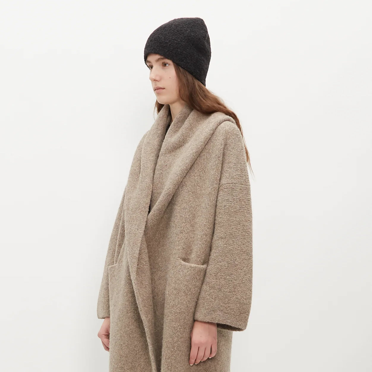 Lauren Manoogian Bouclé Knit Toque in Black Melange