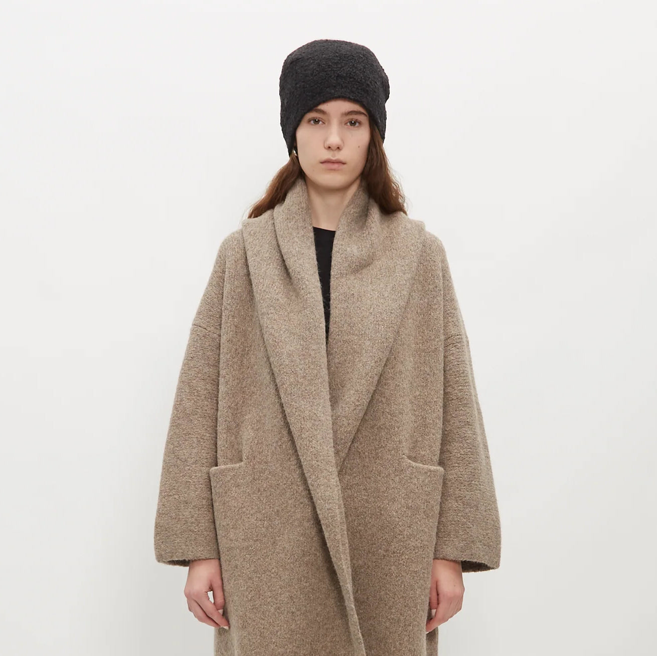 Lauren Manoogian Bouclé Knit Toque in Black Melange