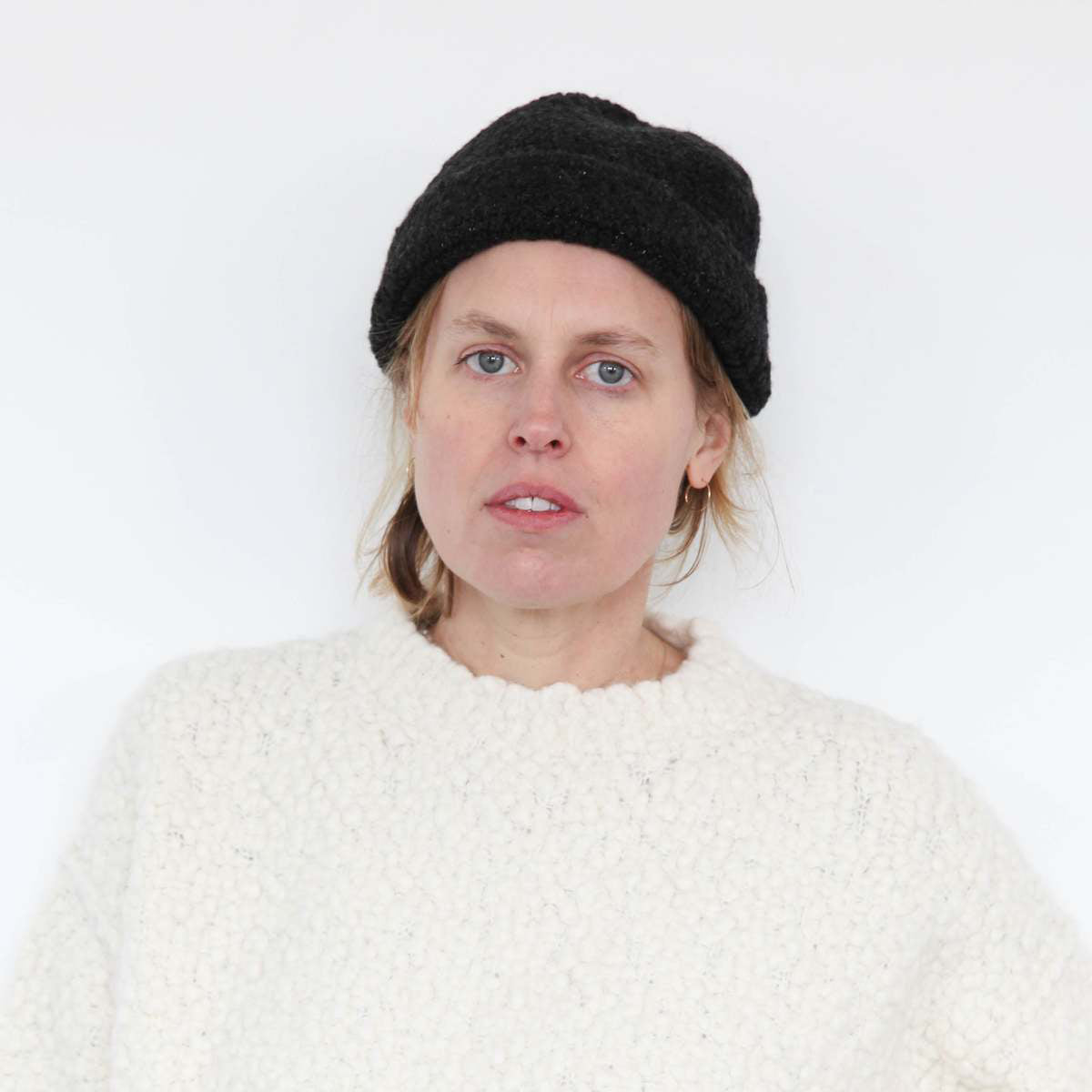 Lauren Manoogian Bouclé Knit Toque in Black Melange