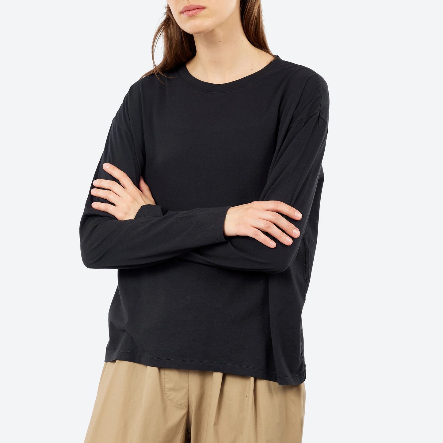 Lauren Manoogian Fine L/S Tee in Black, size "1" (size Small)