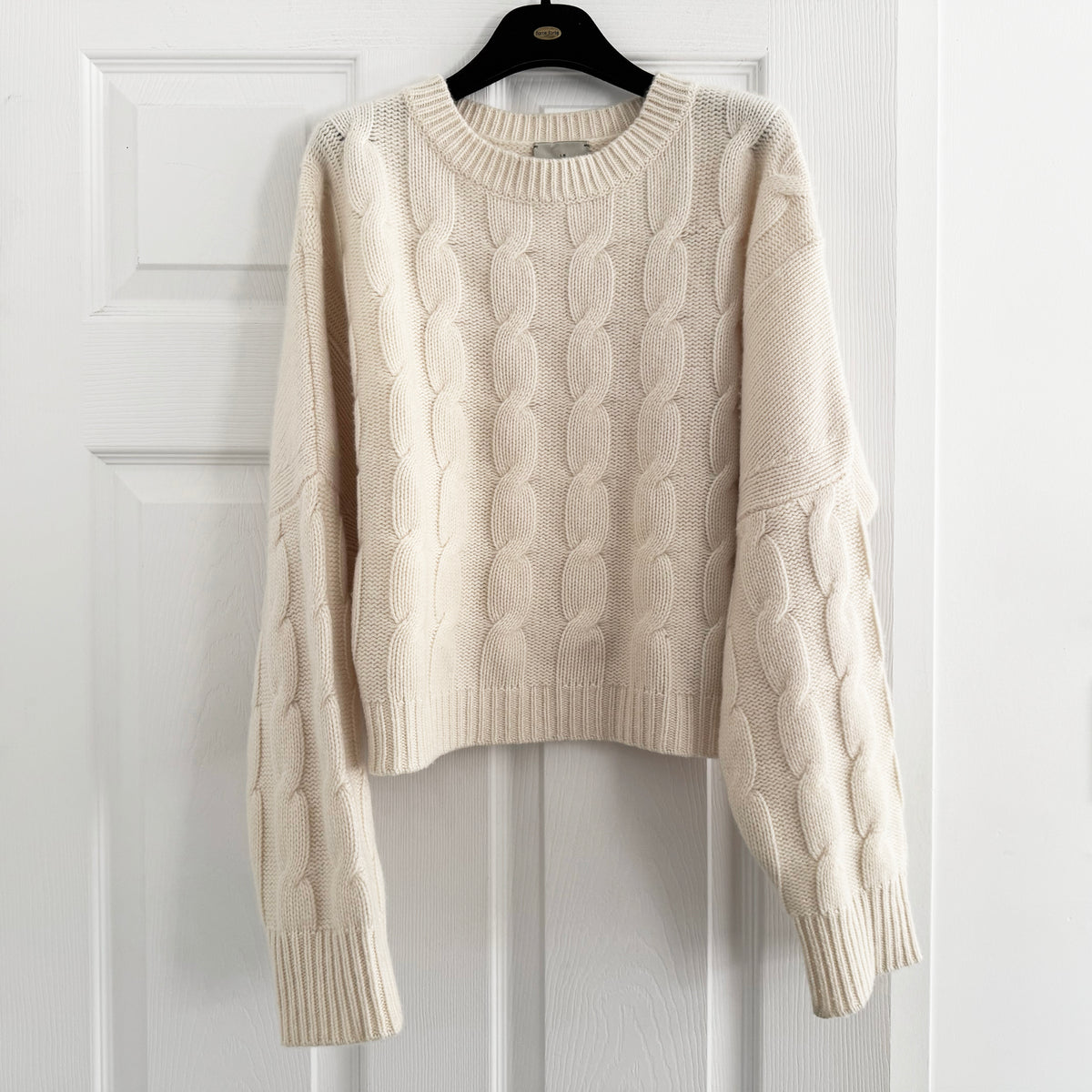 Le Kasha "Venise" Cable Knit Sweater in Ivory, One Size Only