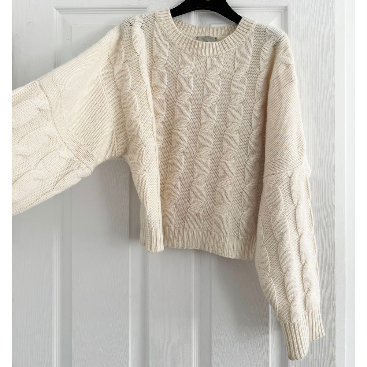 Le Kasha "Venise" Cable Knit Sweater in Ivory, One Size Only